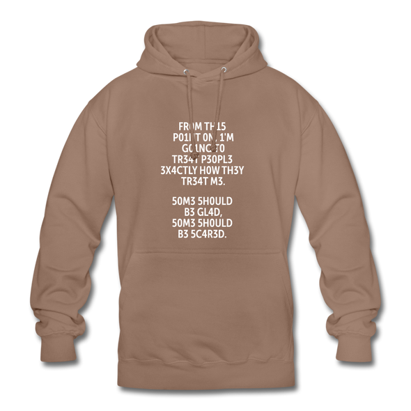 Unisex Hoodie: From this point on, I’m going to treat people exactly … - Mokka