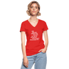 Frauen-T-Shirt mit V-Ausschnitt: Wer morgens zerknittert aufsteht, hat … - Rot