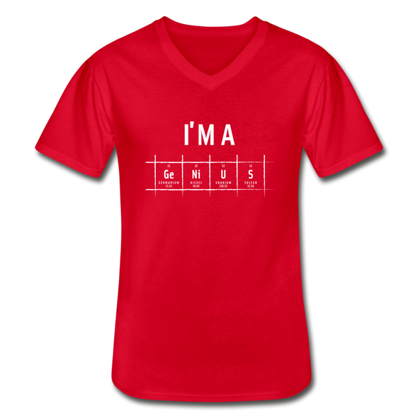 Männer-T-Shirt mit V-Ausschnitt: I’m a genius - Rot