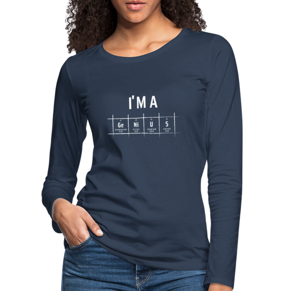 Frauen Premium Langarmshirt: I’m a genius - Navy