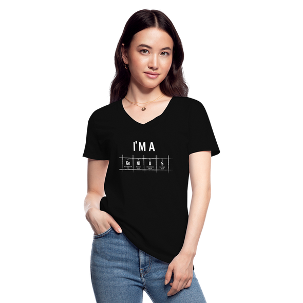 Frauen-T-Shirt mit V-Ausschnitt: I’m a genius - Schwarz