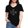 Frauen-T-Shirt mit V-Ausschnitt: Talk nerdy to me. - Schwarz