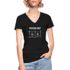 Frauen-T-Shirt mit V-Ausschnitt: Psycho but cute - Schwarz