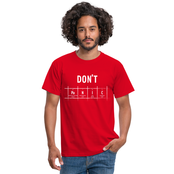 Männer T-Shirt: Don‘t panic - Rot