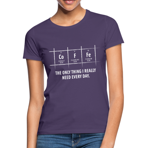 Frauen T-Shirt: Coffee – The only thing I really need every day - Dunkellila