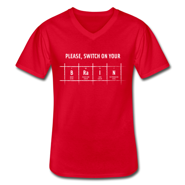 Männer-T-Shirt mit V-Ausschnitt: Please, switch on your brain - Rot