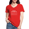 Frauen-T-Shirt mit V-Ausschnitt: Chemistry really makes you think - Rot