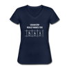 Frauen-T-Shirt mit V-Ausschnitt: Chemistry really makes you think - Navy