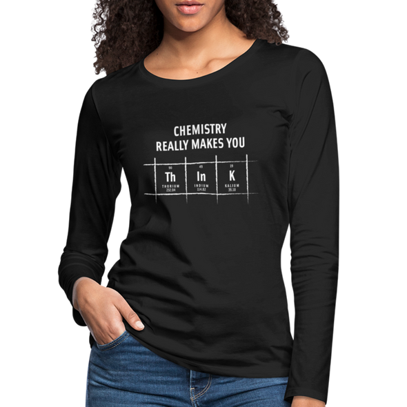 Frauen Premium Langarmshirt: Chemistry really makes you think - Schwarz