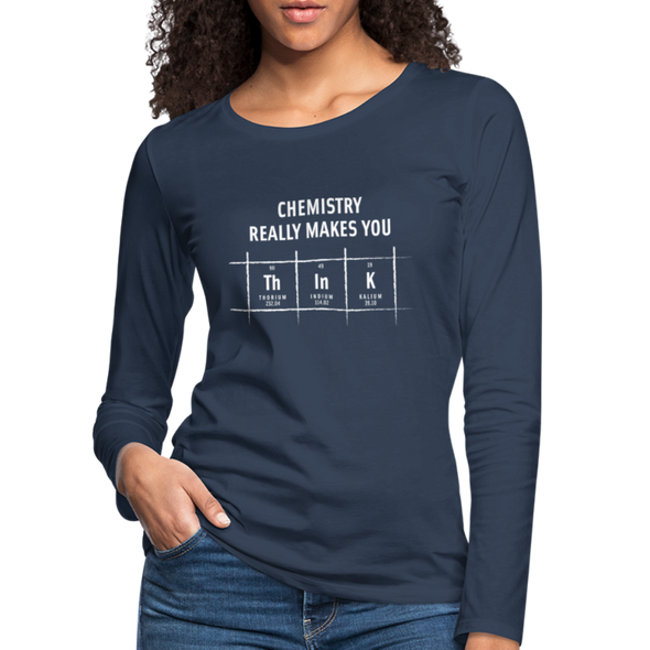 Frauen Premium Langarmshirt: Chemistry really makes you think - Navy
