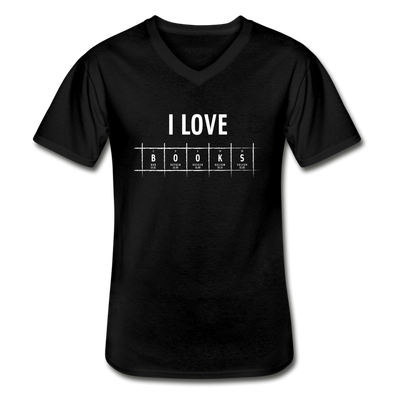 Männer-T-Shirt mit V-Ausschnitt: I love books - Schwarz