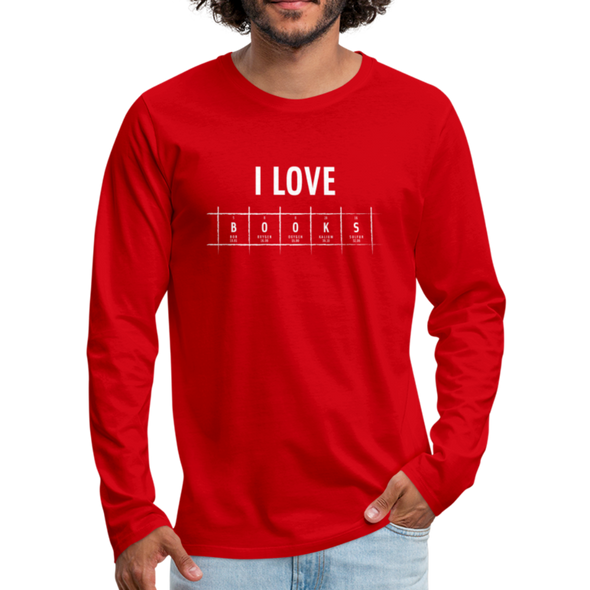 Männer Premium Langarmshirt: I love books - Rot