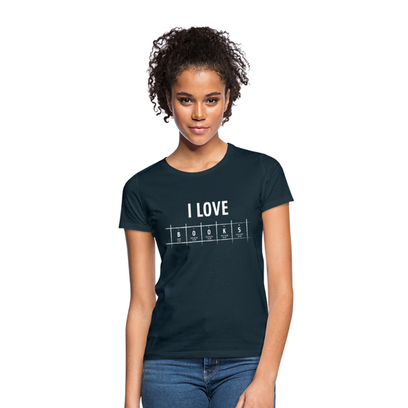Frauen T-Shirt: I love books - Navy