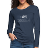 Frauen Premium Langarmshirt: I love books - Navy