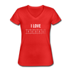 Frauen-T-Shirt mit V-Ausschnitt: I love books - Rot