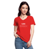 Frauen-T-Shirt mit V-Ausschnitt: I love books - Rot