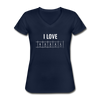 Frauen-T-Shirt mit V-Ausschnitt: I love books - Navy