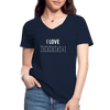 Frauen-T-Shirt mit V-Ausschnitt: I love books - Navy