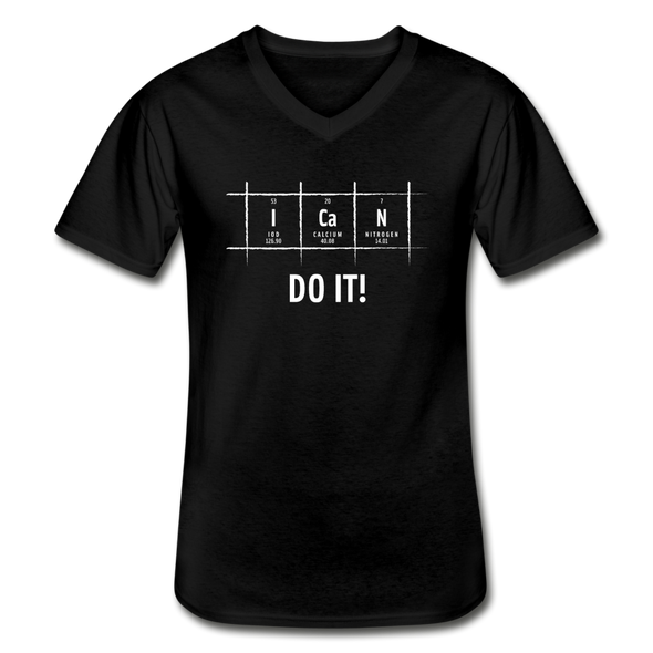 Männer-T-Shirt mit V-Ausschnitt: I can do it - Schwarz