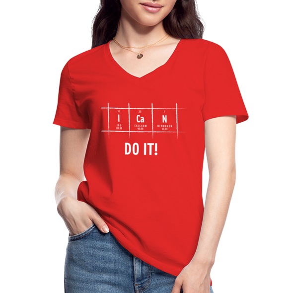 Frauen-T-Shirt mit V-Ausschnitt: I can do it - Rot