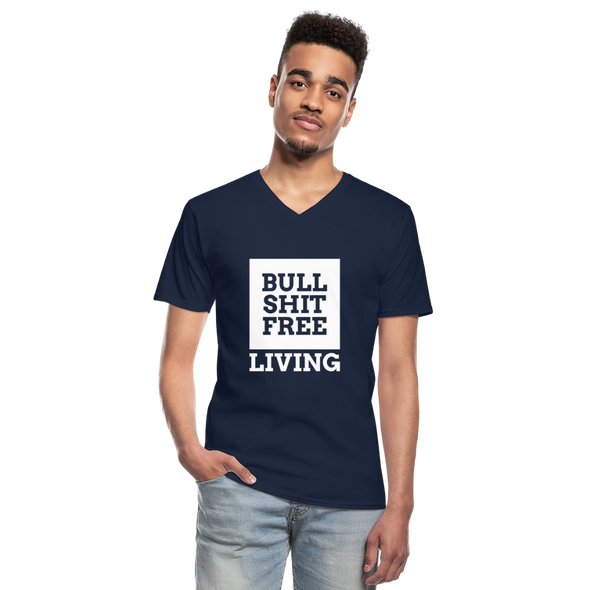 Männer-T-Shirt mit V-Ausschnitt: Bullshit-free living - Navy