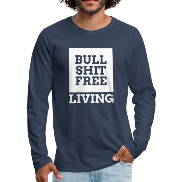 Männer Premium Langarmshirt: Bullshit-free living - Navy