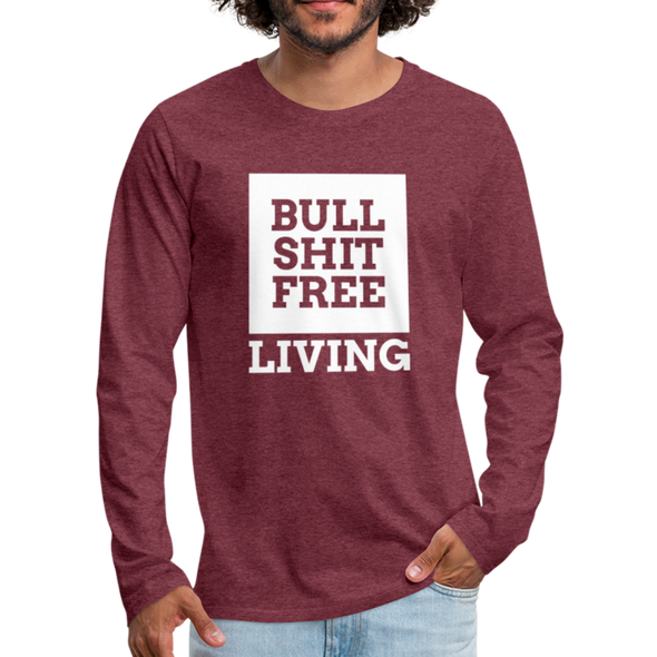 Männer Premium Langarmshirt: Bullshit-free living - Bordeauxrot meliert