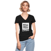 Frauen-T-Shirt mit V-Ausschnitt: Bullshit-free living - Schwarz