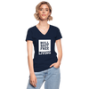 Frauen-T-Shirt mit V-Ausschnitt: Bullshit-free living - Navy