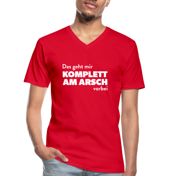 Männer-T-Shirt mit V-Ausschnitt: Das geht mir komplett am Arsch vorbei. - Rot