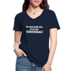 Frauen-T-Shirt mit V-Ausschnitt: Für mich heißt das: Es ist mir scheißegal. - Navy