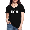 Frauen-T-Shirt mit V-Ausschnitt: Fick Dich! - Schwarz