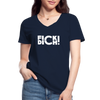 Frauen-T-Shirt mit V-Ausschnitt: Fick Dich! - Navy