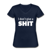 Frauen-T-Shirt mit V-Ausschnitt: I don’t give a shit. - Navy