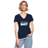 Frauen-T-Shirt mit V-Ausschnitt: I don’t give a shit. - Navy