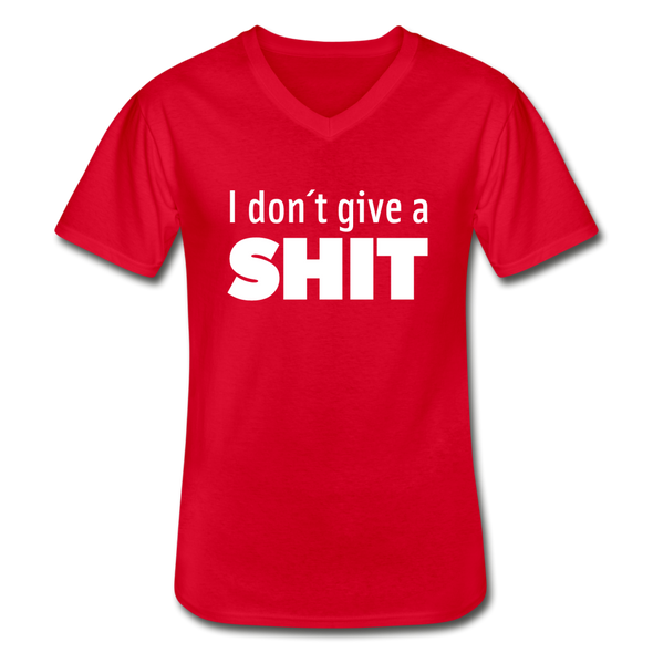 Männer-T-Shirt mit V-Ausschnitt: I don’t give a shit. - Rot