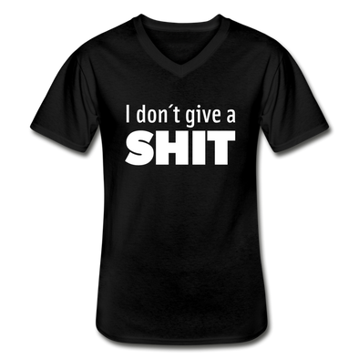 Männer-T-Shirt mit V-Ausschnitt: I don’t give a shit. - Schwarz