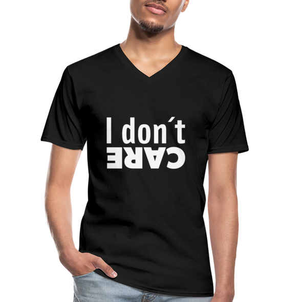 Männer-T-Shirt mit V-Ausschnitt: I don’t care. - Schwarz