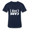 Männer-T-Shirt mit V-Ausschnitt: I don’t care. - Navy