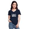 Frauen-T-Shirt mit V-Ausschnitt: I don’t care. - Navy