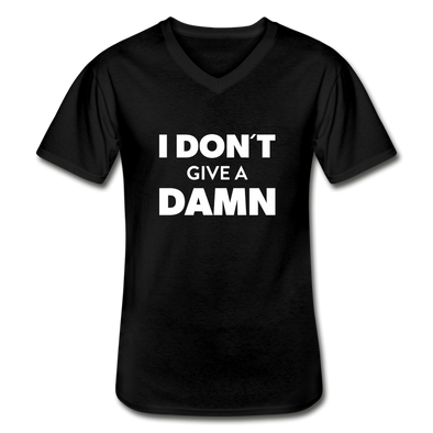 Männer-T-Shirt mit V-Ausschnitt: I don’t give a damn. - Schwarz