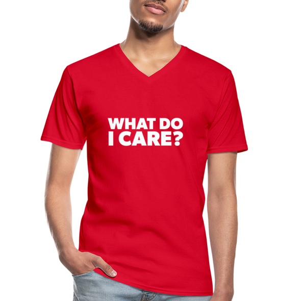 Männer-T-Shirt mit V-Ausschnitt: What do I care? - Rot