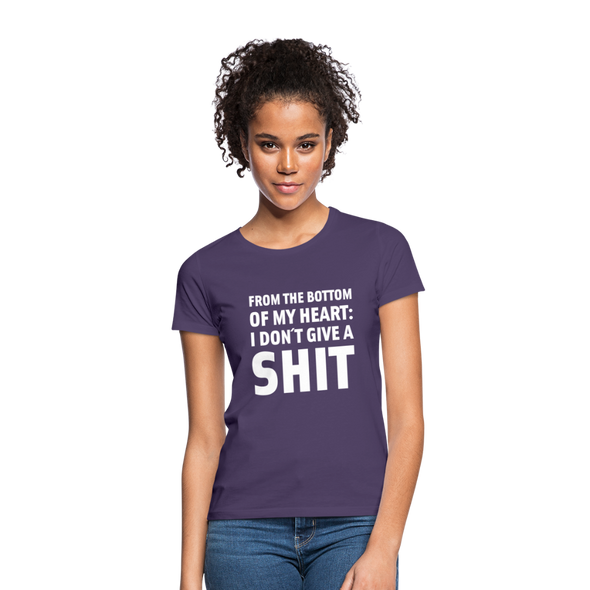 Frauen T-Shirt: From the bottom of my heart: I don’t give a shit. - Dunkellila