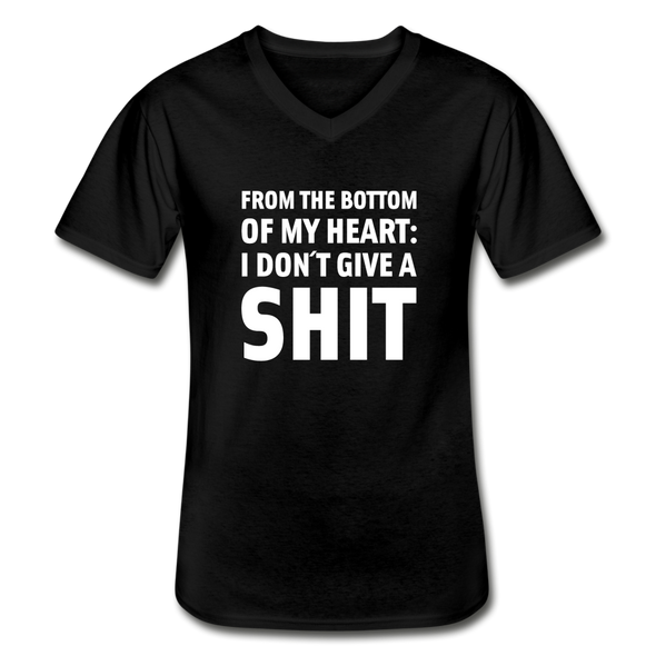 Männer-T-Shirt mit V-Ausschnitt: From the bottom of my heart: I don’t give a shit. - Schwarz