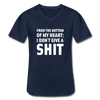Männer-T-Shirt mit V-Ausschnitt: From the bottom of my heart: I don’t give a shit. - Navy