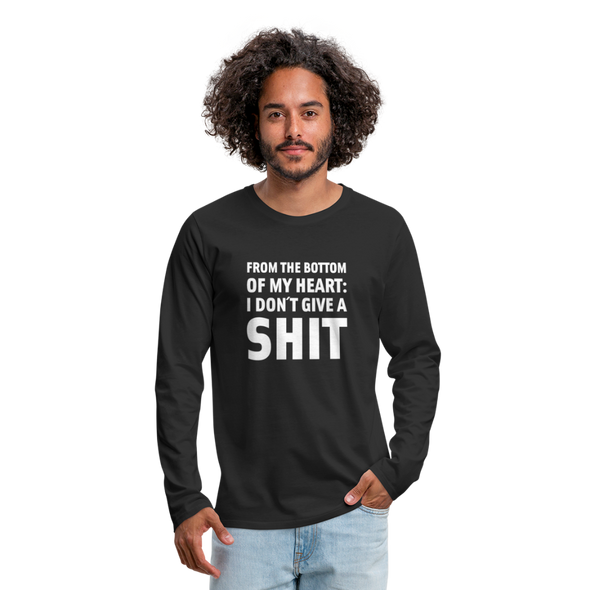 Männer Premium Langarmshirt: From the bottom of my heart: I don’t give a shit. - Schwarz