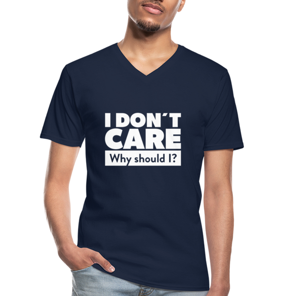 Männer-T-Shirt mit V-Ausschnitt: I don’t care. Why should I? - Navy