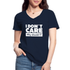 Frauen-T-Shirt mit V-Ausschnitt: I don’t care. Why should I? - Navy