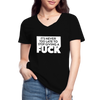 Frauen-T-Shirt mit V-Ausschnitt: It’s never too late to stop giving a fuck. - Schwarz