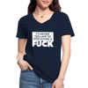 Frauen-T-Shirt mit V-Ausschnitt: It’s never too late to stop giving a fuck. - Navy